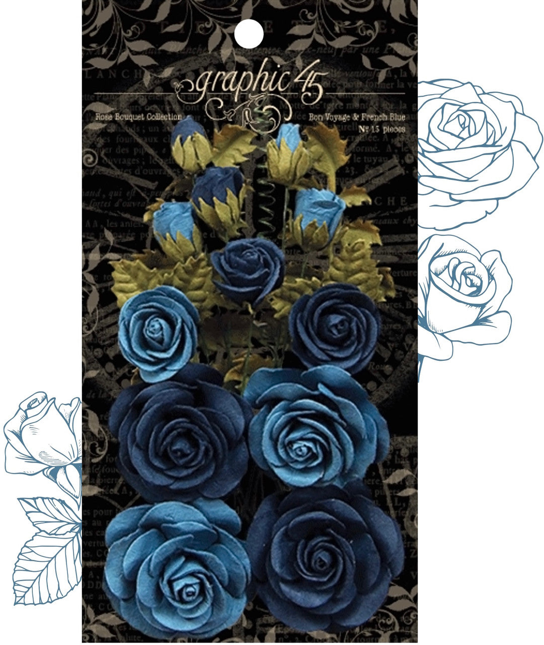 Colección Graphic 45 Bon Voyage y ramo de rosas azules francesas